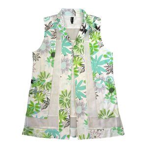 Berek Women's XL Floral Sleeveless Vest With Mesh Panels